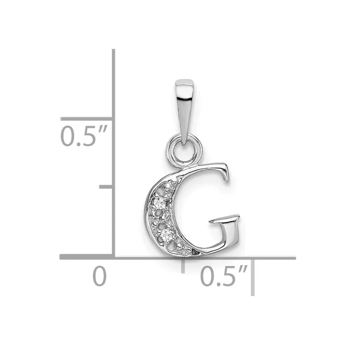 TreasureFineJewelers 14k White Gold Rhodiumplated Diamond Letter G Initial Pendant Necklaces