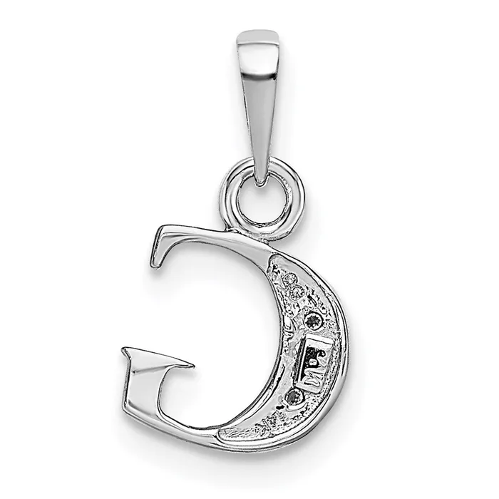 TreasureFineJewelers 14k White Gold Rhodiumplated Diamond Letter G Initial Pendant Necklaces