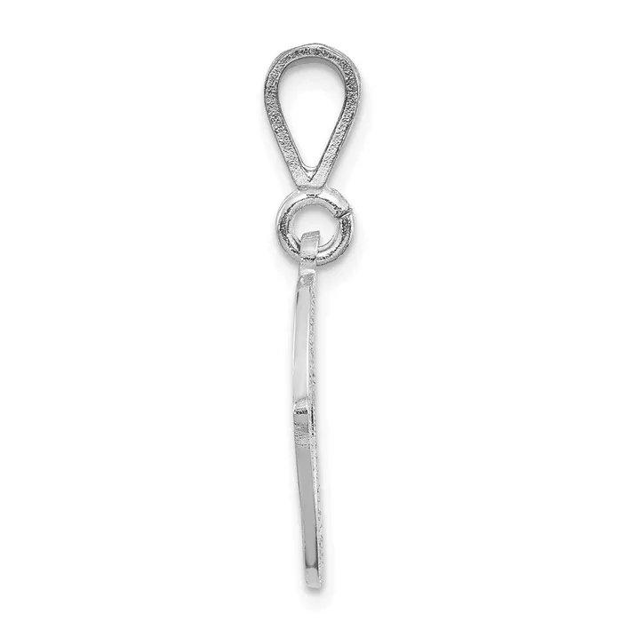 TreasureFineJewelers 14k White Gold White Gold Solid Polished Script Filigree Letter O Initial Pendant Necklaces