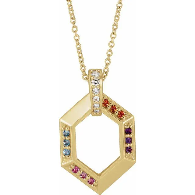 TreasureFineJewelers 14K Yellow Gold 4Stone Groups Family 1618 Necklace Mounting Necklaces