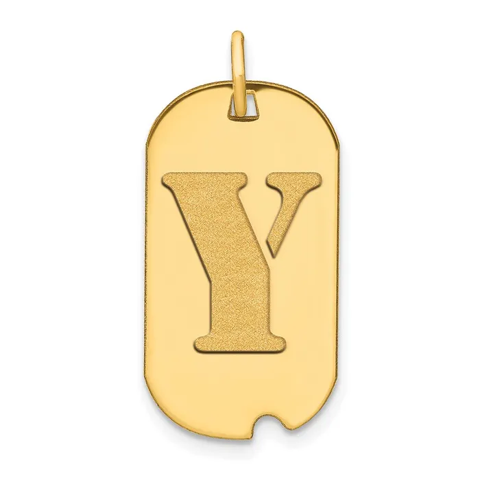 TreasureFineJewelers 14k Yellow Gold Polished Letter Y Initial Dog Tag Pendant Necklaces TreasureFineJewelers 14k Yellow Gold Polished Letter Y Initial Dog Tag Pendant Necklaces