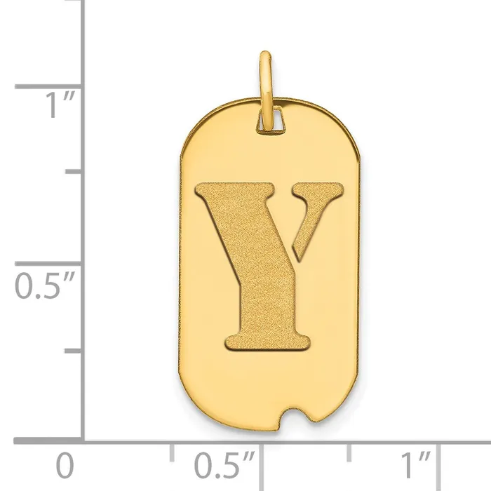 TreasureFineJewelers 14k Yellow Gold Polished Letter Y Initial Dog Tag Pendant Necklaces