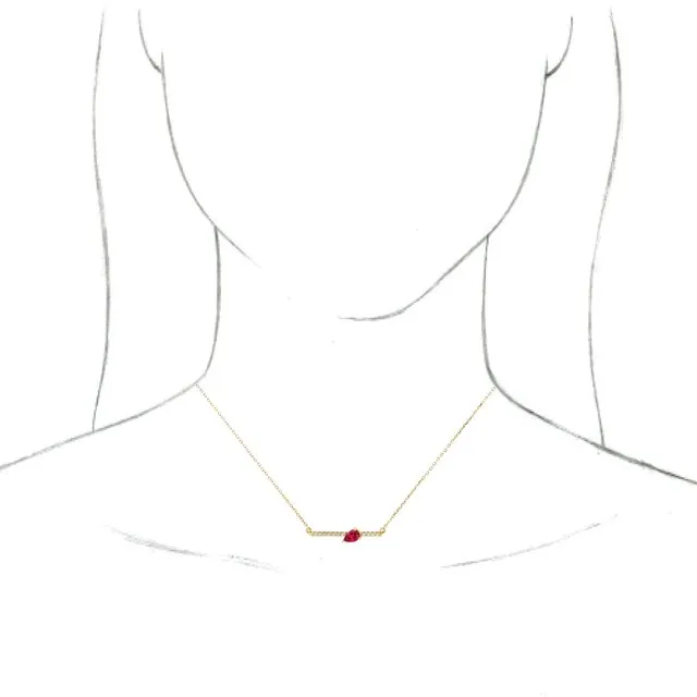 TreasureFineJewelers 14K Yellow LabCreated Ruby 110 CTW Diamond Bar 18 Necklace Necklaces