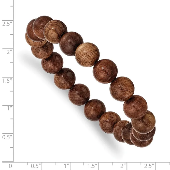 TreasureFineJewelers Bracelets Chisel 10mm Burma Padauk Wood Beaded Stretch Bracelet