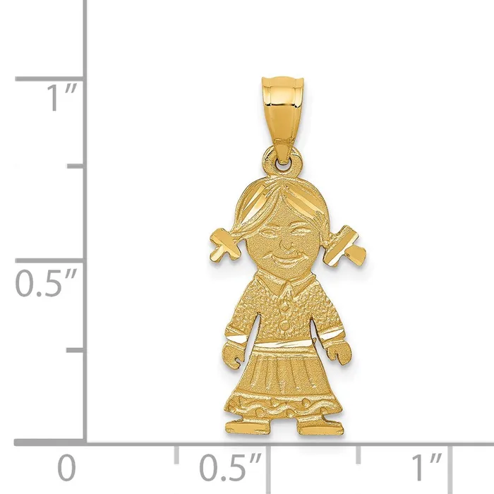 TreasureFineJewelers Charm Necklaces 14k Girl Charm