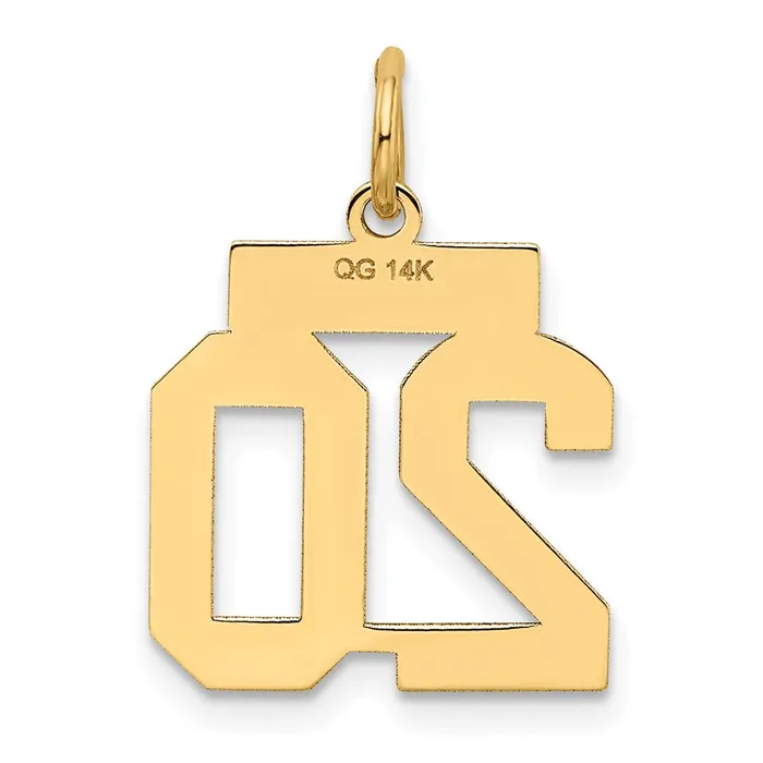 TreasureFineJewelers Charm Necklaces 14k Small Satin Number 20 Charm