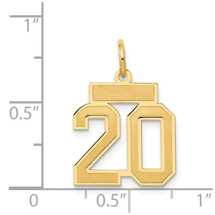 TreasureFineJewelers Charm Necklaces 14k Small Satin Number 20 Charm