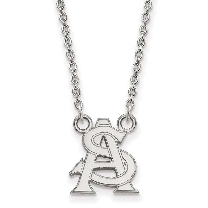 TreasureFineJewelers Necklaces 10K White Gold Arizona State University Small Pendant wilth Necklace TreasureFineJewelers Necklaces 10K White Gold Arizona State University Small Pendant wilth Necklace