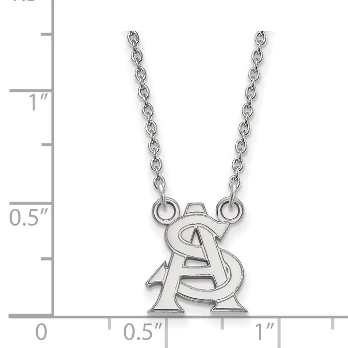 TreasureFineJewelers Necklaces 10K White Gold Arizona State University Small Pendant wilth Necklace