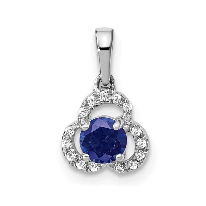 TreasureFineJewelers Necklaces 10k White Gold Created Sapphire and Diamond Pendant TreasureFineJewelers Necklaces 10k White Gold Created Sapphire and Diamond Pendant