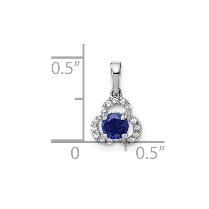 TreasureFineJewelers Necklaces 10k White Gold Created Sapphire and Diamond Pendant