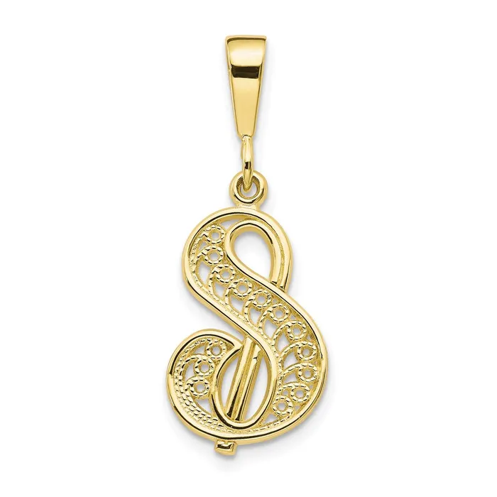 TreasureFineJewelers Necklaces 10k Yellow Gold Initial S Pendant