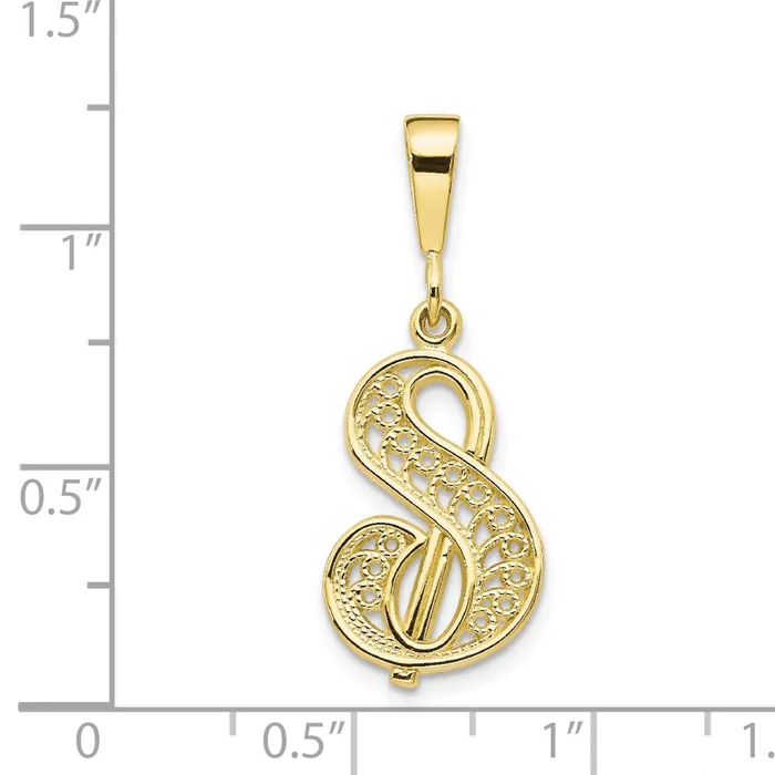 TreasureFineJewelers Necklaces 10k Yellow Gold Initial S Pendant