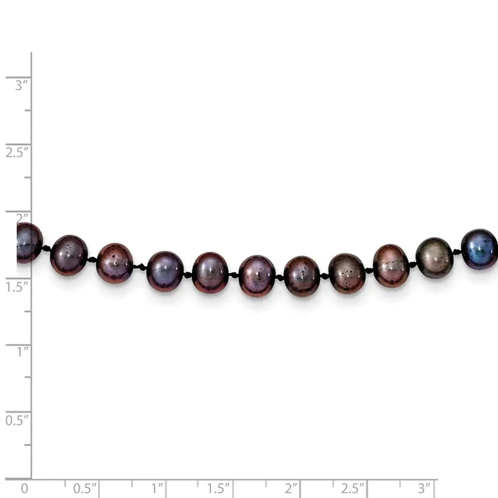 TreasureFineJewelers Necklaces 14k 67mm Black Near Round Freshwater Cultured Pearl Necklace