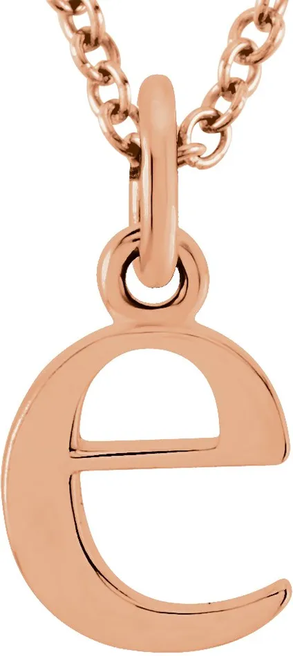 TreasureFineJewelers Necklaces 14K Rose Gold Lowercase Initial e 16 Necklace TreasureFineJewelers Necklaces 14K Rose Gold Lowercase Initial e 16 Necklace