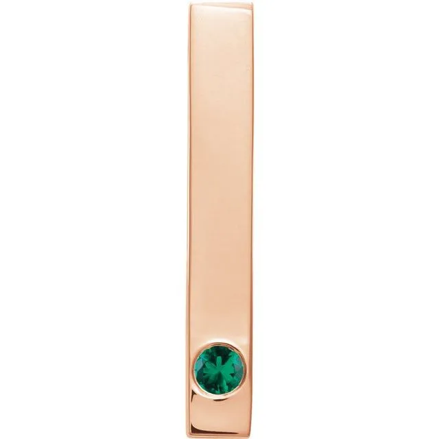 TreasureFineJewelers Necklaces 14K Rose Gold Natural Emerald Family Engravable Bar Pendant TreasureFineJewelers Necklaces 14K Rose Gold Natural Emerald Family Engravable Bar Pendant