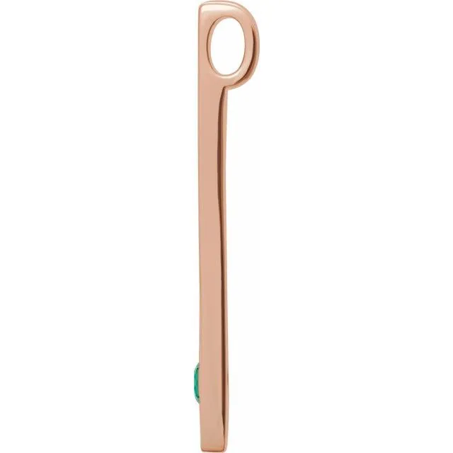 TreasureFineJewelers Necklaces 14K Rose Gold Natural Emerald Family Engravable Bar Pendant
