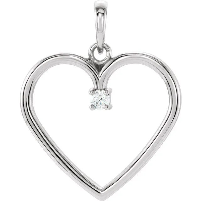 TreasureFineJewelers Necklaces 14K White 04 CTW Diamond Heart Pendant