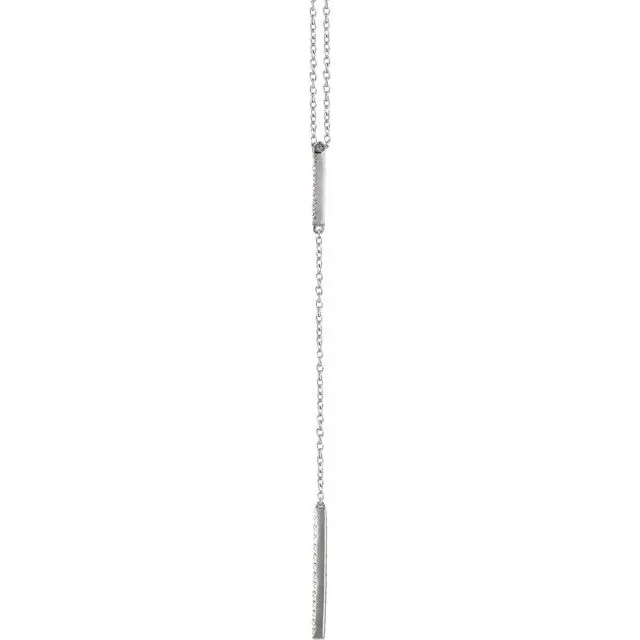 TreasureFineJewelers Necklaces 14K White 15 CTW Diamond Bar Y 1618 Necklace
