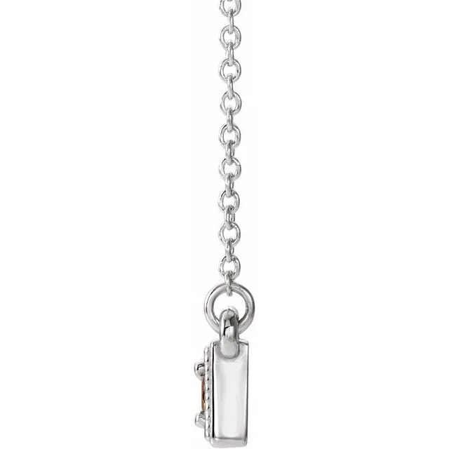 TreasureFineJewelers Necklaces 14K White Citrine ThreeStone Granulated Bar 1618 Necklace