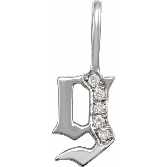 TreasureFineJewelers Necklaces 14K White Gold 04 CTW Natural Diamond Gothic Initial G CharmPendant TreasureFineJewelers Necklaces 14K White Gold 04 CTW Natural Diamond Gothic Initial G CharmPendant