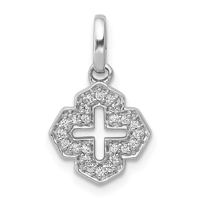 TreasureFineJewelers Necklaces 14k White Gold 110ct Diamond Fancy Cross Pendant TreasureFineJewelers Necklaces 14k White Gold 110ct Diamond Fancy Cross Pendant