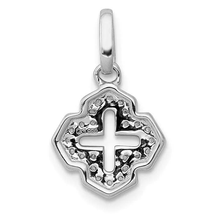 TreasureFineJewelers Necklaces 14k White Gold 110ct Diamond Fancy Cross Pendant