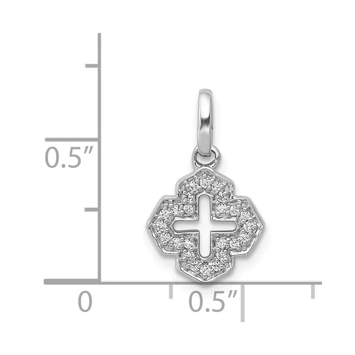 TreasureFineJewelers Necklaces 14k White Gold 110ct Diamond Fancy Cross Pendant