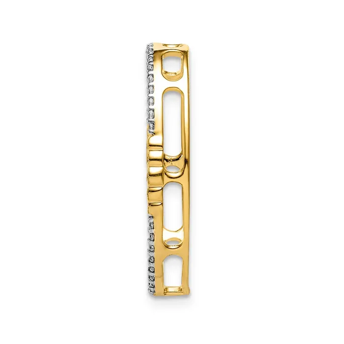 TreasureFineJewelers Necklaces 14k White Gold 14ct Diamond Oval Chain Slide