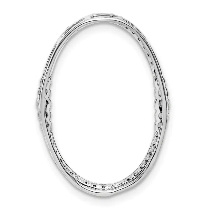TreasureFineJewelers Necklaces 14k White Gold 14ct Diamond Oval Chain Slide