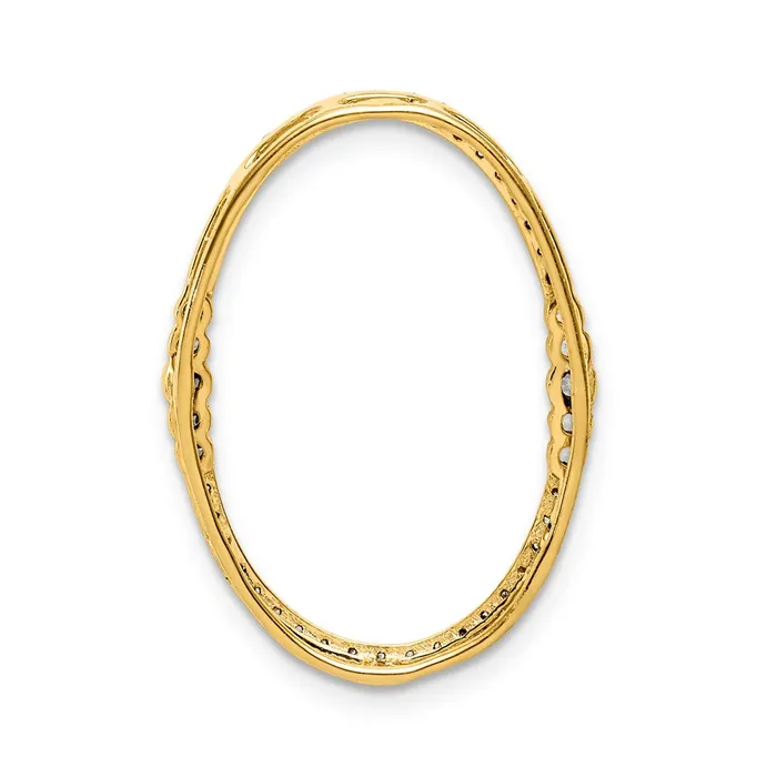 TreasureFineJewelers Necklaces 14k White Gold 14ct Diamond Oval Chain Slide
