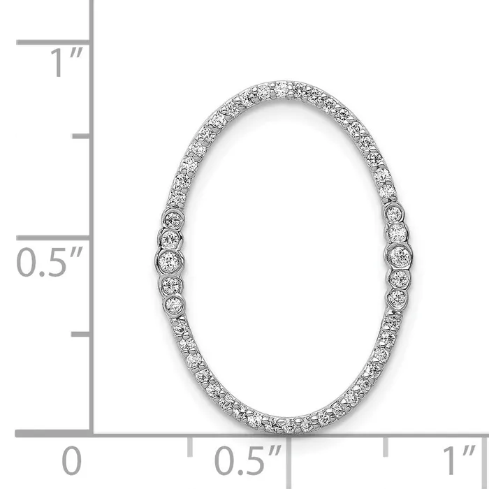 TreasureFineJewelers Necklaces 14k White Gold 14ct Diamond Oval Chain Slide