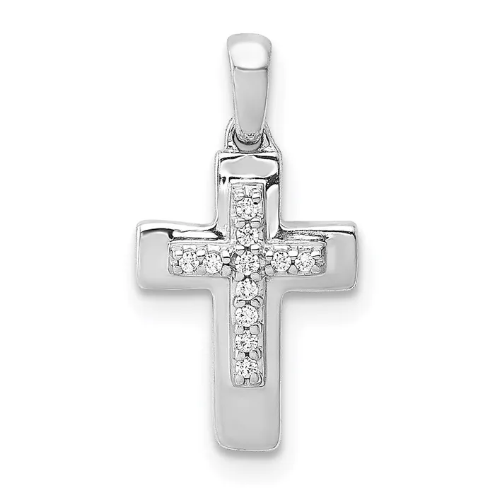 TreasureFineJewelers Necklaces 14k White Gold Diamond Cross Pendant