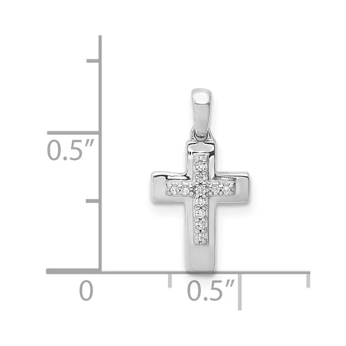 TreasureFineJewelers Necklaces 14k White Gold Diamond Cross Pendant