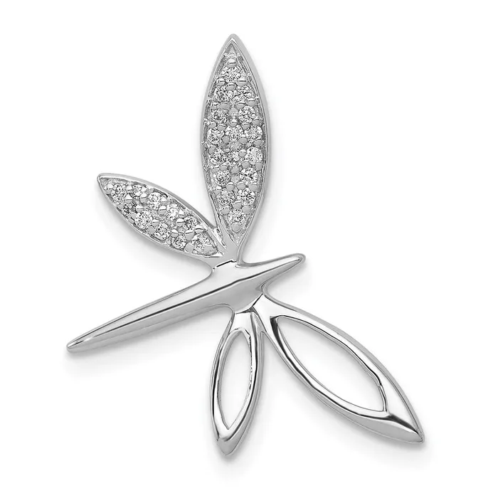 TreasureFineJewelers Necklaces 14k White Gold Diamond Dragonfly Chain Slide