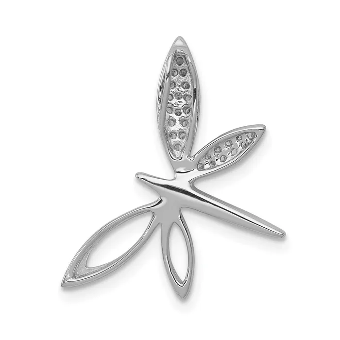 TreasureFineJewelers Necklaces 14k White Gold Diamond Dragonfly Chain Slide