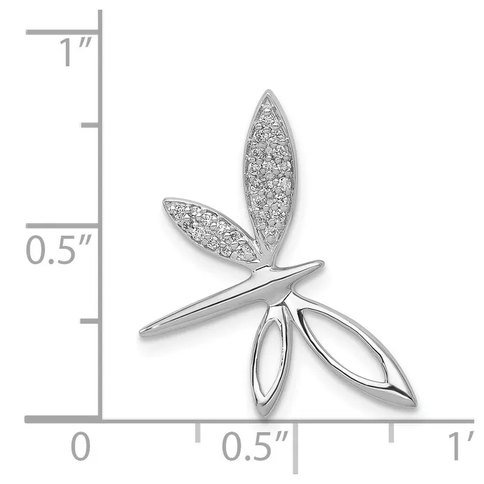 TreasureFineJewelers Necklaces 14k White Gold Diamond Dragonfly Chain Slide