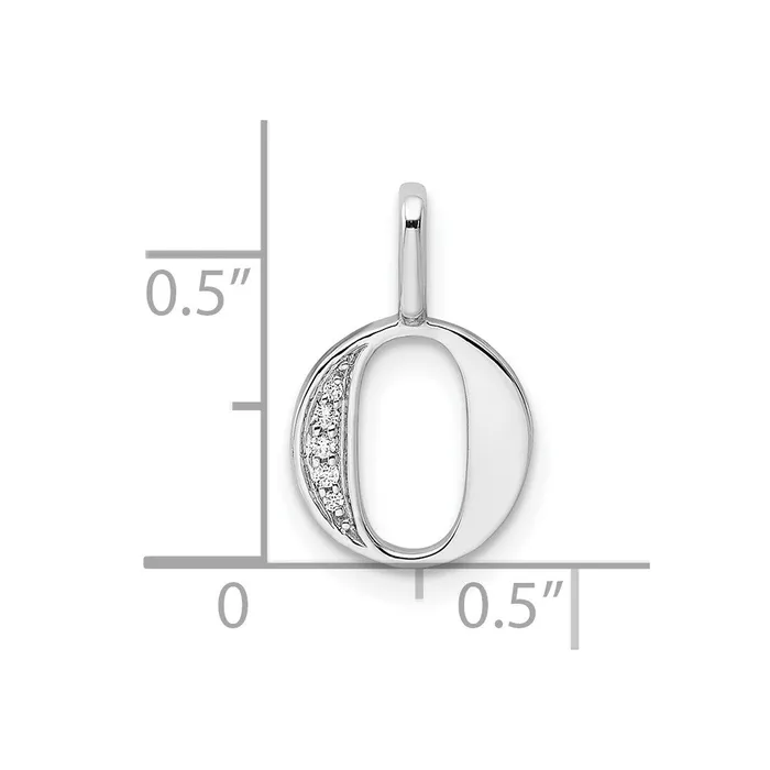 TreasureFineJewelers Necklaces 14K White Gold Diamond Letter O Initial Pendant