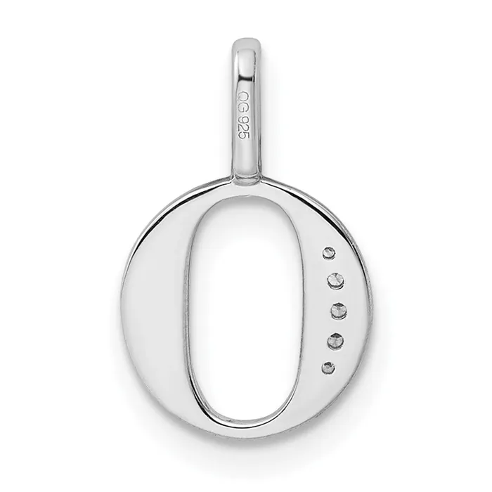 TreasureFineJewelers Necklaces 14K White Gold Diamond Letter O Initial Pendant