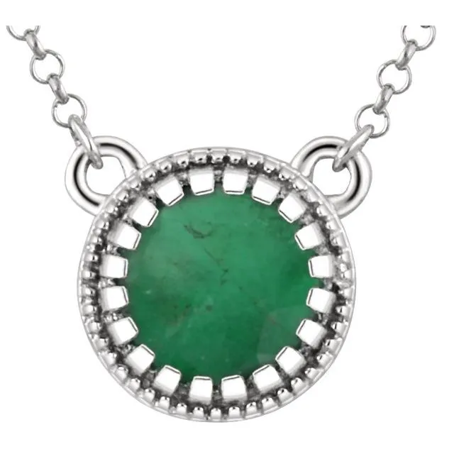 TreasureFineJewelers Necklaces 14K White Gold Emerald May 18 Birthstone Necklace TreasureFineJewelers Necklaces 14K White Gold Emerald May 18 Birthstone Necklace