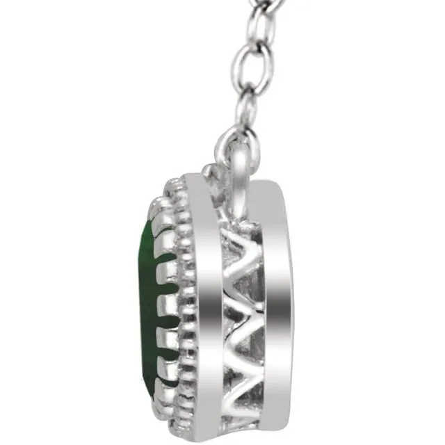TreasureFineJewelers Necklaces 14K White Gold Emerald May 18 Birthstone Necklace