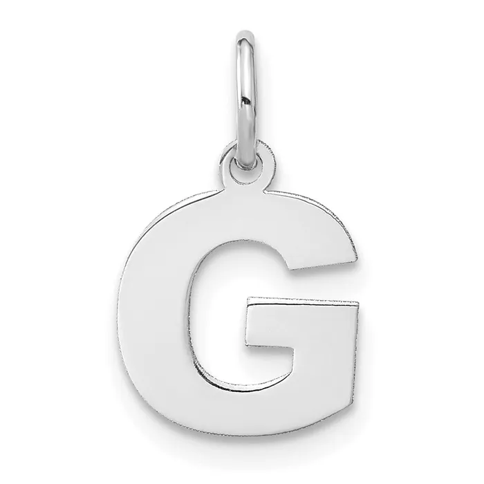 TreasureFineJewelers Necklaces 14k White Gold Letter G Initial Pendant