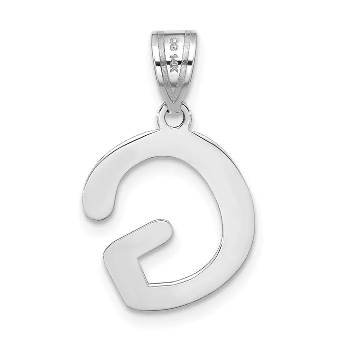 TreasureFineJewelers Necklaces 14k White Gold Polished Bubble Letter G Initial Pendant