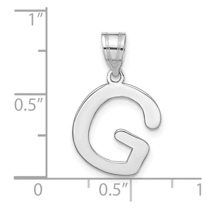 TreasureFineJewelers Necklaces 14k White Gold Polished Bubble Letter G Initial Pendant