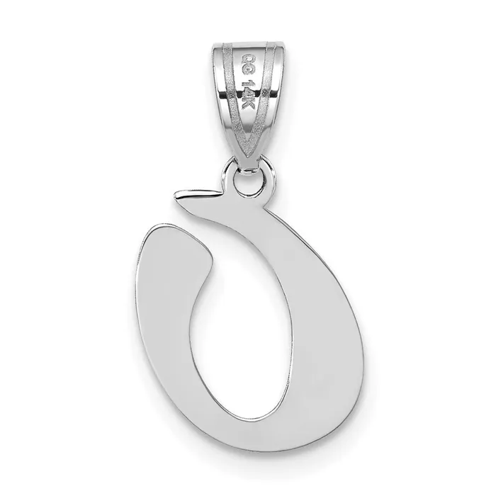TreasureFineJewelers Necklaces 14k White Gold Polished Script Letter O Initial Pendant