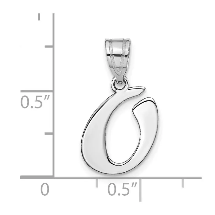 TreasureFineJewelers Necklaces 14k White Gold Polished Script Letter O Initial Pendant