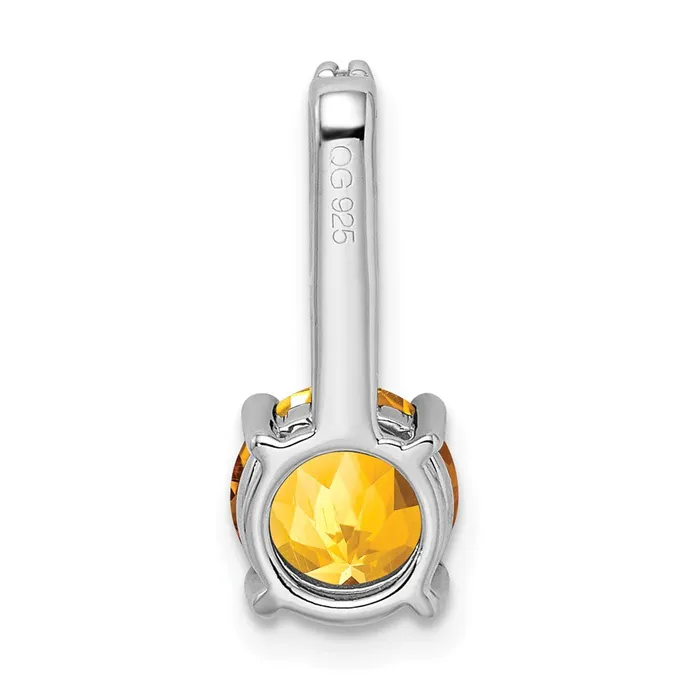 TreasureFineJewelers Necklaces 14k White Gold Round Citrine and Diamond Pendant