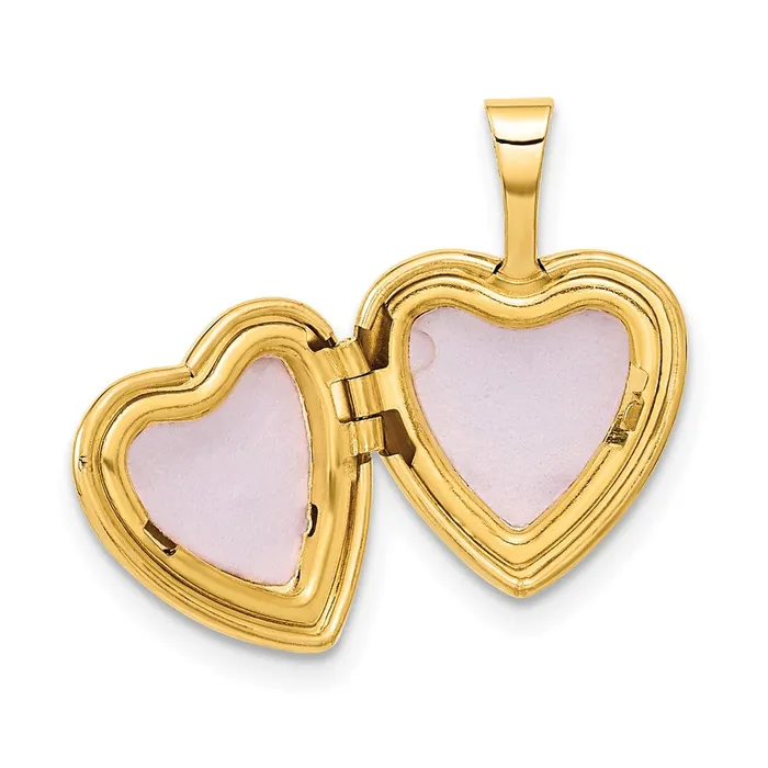 TreasureFineJewelers Necklaces 14k Yellow Gold 12mm with 01ct Diamond Star Heart Locket