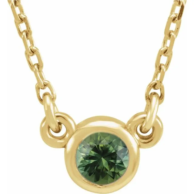 TreasureFineJewelers Necklaces 14K Yellow Gold 3 mm Round Natural Green Sapphire Solitaire 18 Necklace TreasureFineJewelers Necklaces 14K Yellow Gold 3 mm Round Natural Green Sapphire Solitaire 18 Necklace
