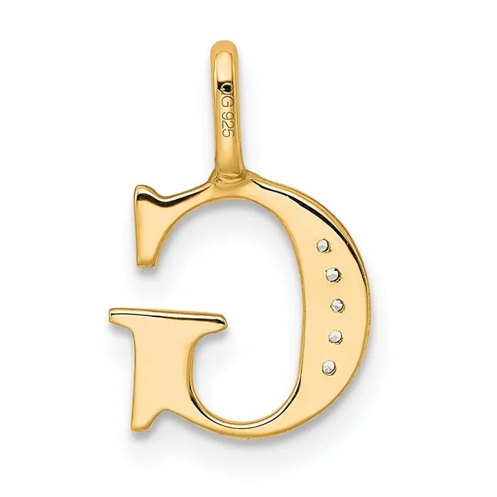 TreasureFineJewelers Necklaces 14k Yellow Gold Diamond Letter G Initial Pendant